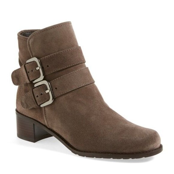 $550 STUART WEITZMAN 'Strapduo' Short Boot MOTO BIKER SUEDE BROWN 10 M (S1) - Picture 1 of 9